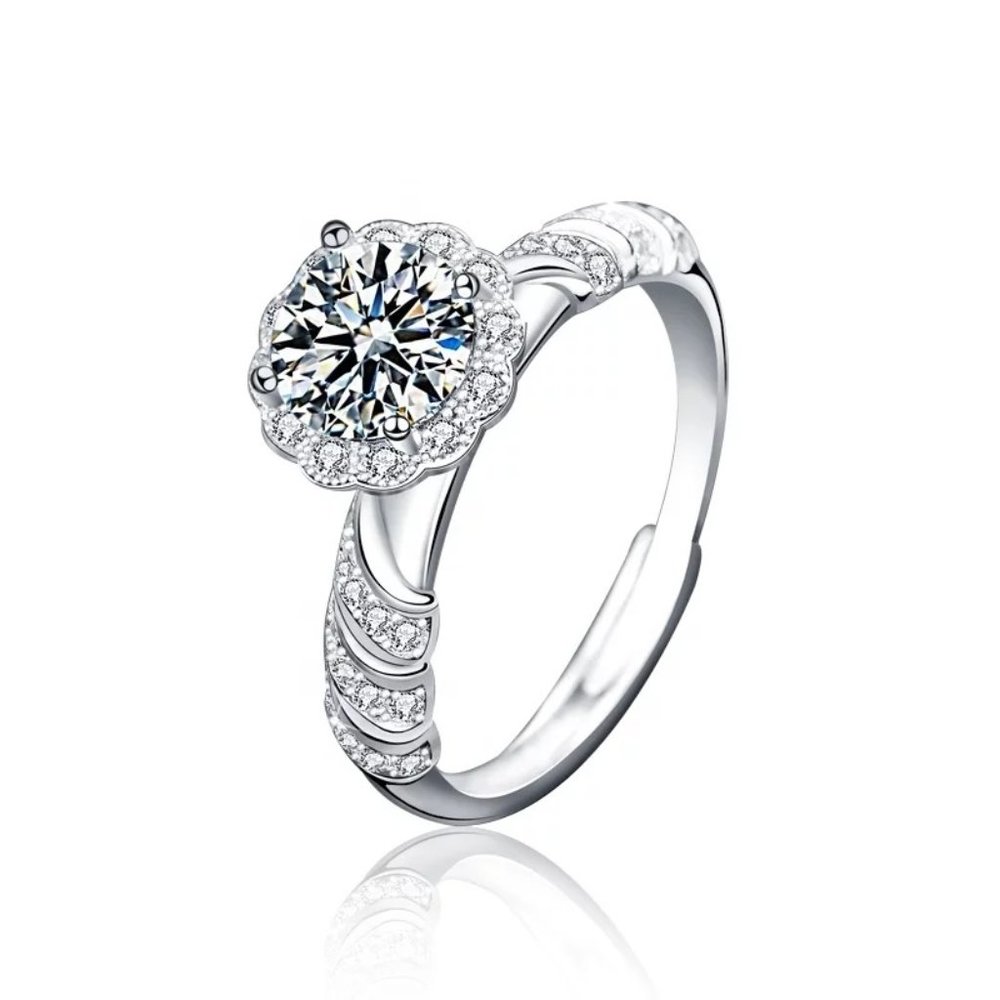 Certified 1ct. t.w. Diamond Ring 18k White Gold over Italian Sterling Si…